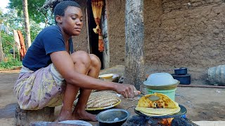 African Village Life of Our Traditional Family on a Rainy EveningCooking Delicious Butternut Bread [upl. by Hnil953]