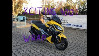 Kymco Xciting 400i ABS  Early Wrapping Project LeoVince Exhaust Yellow Walkaround [upl. by Kitchen]