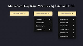 DropDown Menu in CSS  How to create a Responsive Multilevel DropDown Menu using html and css [upl. by Ayotol]