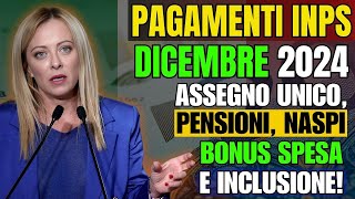 Pagamenti INPS Dicembre 2024 Assegno Unico Pensioni NASPI Bonus Spesa e Inclusione [upl. by Nottirb]