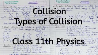 Collision  Types of Collision  Chapter 5  Work Energy and Power  Class 11 Physics [upl. by Lednahc432]