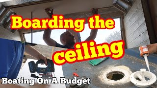 Fitting CEILING PANELS in a narrowboat on my own  the EASIEST way I could Boating On A Budget [upl. by Zetana893]