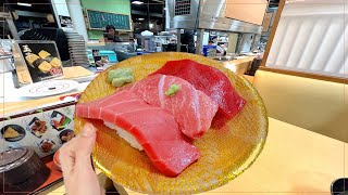 Eating at a Conveyor Belt Sushi Restaurant in japan quotMarine Policequot [upl. by Francyne54]