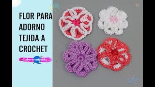 FLOR PARA ADORNO TEJIDA A CROCHET  Labores Angélika [upl. by Arelc]