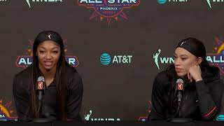 WNBA AllStars pregame Angel Reese and Dearica Hamby [upl. by Almallah]