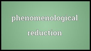 Phenomenological reduction Meaning [upl. by Duleba730]