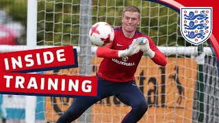 Euro U21 training session with Englands Goalkeepers  Inside Training [upl. by Nedac]