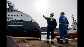 Launching the CSOV Olympic Boreas at Ulstein Verft [upl. by Annahsor]