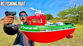 RC Fishing Boat Dual Motor TugBoat Unboxing amp Testing  Chatpat toy tv [upl. by Mcnally152]