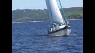 Bayfield B32C sailing with reefed main and staysail [upl. by Atinav133]