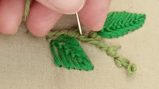 Hand Embroidery  Cretan Stitch Basic Leaf Embroidery Tutorial [upl. by Staffard]