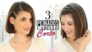 3 Peinados fáciles para cabello corto [upl. by Jehius]