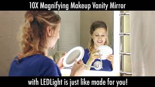 10X Magnifying Makeup Mirror with Bright LED Light  Adjustable Gooseneck Suction Cup [upl. by Ladnor]