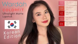 Wardah Colorfit Ultralight Matte Lipstick Korean Limited Swatches Review  Anna Mariana [upl. by Felder]