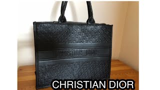 LARGE DIOR BOOK TOTE Black Dior Oblique Embossed Calfskin 42 x 35 x 185 cm [upl. by Ahsilahk222]