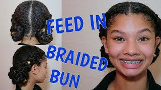 Two feed in braids into a bun TUTORIAL [upl. by Notsur]