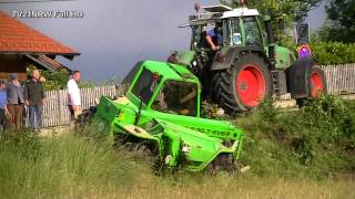 Unfall mit 7 Tonnen Baumaschine schwierige Bergung Merlo P 307 EVS Telescopic 1162012FullHD [upl. by Rick]