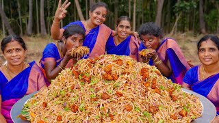 MUSHROOM NOODLES  Yummy Hakka Noodles  Chinese Food Recipe Cooking and Eating in Village [upl. by El]