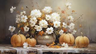 Screensaver of white pumpkins  Fall art for Frame TV  Smart TV paintings  Thanksgiving art [upl. by Hobbie161]