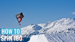 How to 180 Jump on a Snowboard  Regular 180 Trick Tip [upl. by Ailak]