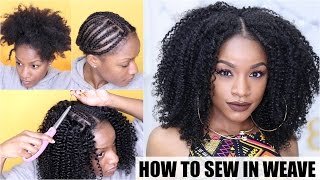 How To Natural Hair Sewin Weave Start to Finish [upl. by Sedecrem]