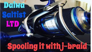 DAIWA SALTIST  SPOOLING THE DAIWA SALTIST 6500LTD SPINNING REEL WITH DAIWA JBRAID [upl. by Mauri]