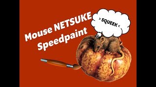 SPEEDPAINT  Mouse Pumpkin Japanese NETSUKE [upl. by Atelokin272]