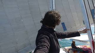 closeup of male tourist standing on bow of felucca while sailing on nile [upl. by Teryl]