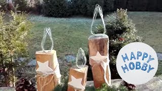 Kerze basteln aus Brennholz und Gartendraht Holzkerze Winter DIY [upl. by Nalloh]