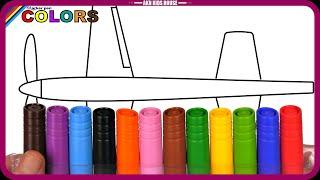 Airplane and Marker Pencil Coloring  Akn Kids House [upl. by Llerod758]