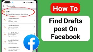 How to Find Draft Post on facebook 2023  How to See Draft on facebook [upl. by Noguchi]