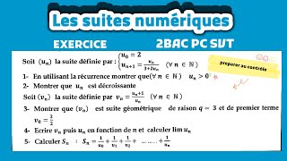 Les suites numériques 2BAC 🚩 exercice 🚩préparer au contrôle [upl. by Llireva82]