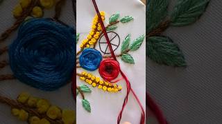 cutest woven wheel Roses🌷🫶🏼handembroidery easysewing [upl. by Shulman]