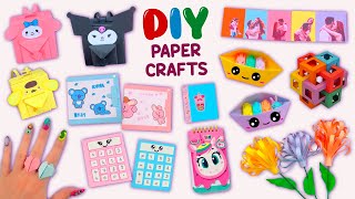 16 DIY PAPER CRAFTS  Sanrio Mini Backpack  Kawaii School Supplies  BTS Wallet and more [upl. by Enidlareg]