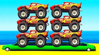 LIGHTNING MCQUEEN on LONG Car amp Spiderman for Kids in Color Cars Cartoon for Toddlers Nursery Rhymes [upl. by Enaelem]