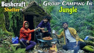 2 Days Group Camping In Deep Forest  Winter Camping In Bushcraft Shelter  Forest Camping in india [upl. by Sudaorb]