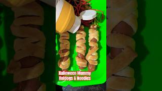 Halloween Mummy Hotdogs amp Colour Noodles airfryerrecipes halloweenfood halloweentreats kidsfood [upl. by Normie]