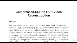 Compressed SDR to HDR Video Reconstruction [upl. by Nanor643]