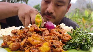 pork cherry tomatoes and dried bamboo shoot fry  fern fry  Naga mukbang  kents vlog [upl. by Ycnahc]