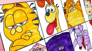 Drawing the Garfield Movie All Characters  Drawing Garfield Odie Vic Jon Jinx [upl. by Matthia667]