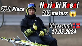 Noriaki Kasai 🇯🇵 51 yo jumps 212 meters  Vikersund 🇧🇻 17032024 [upl. by Edlun]