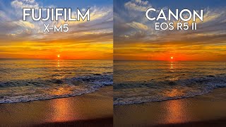 Fujifilm XM5 VS Canon eos R5 II camera test comparison [upl. by Enyrb]