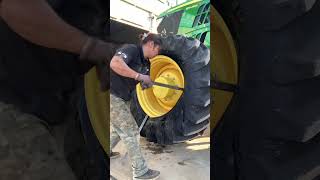 Wheel Loader Puncture Tire Inner Tube Install [upl. by Cnut]