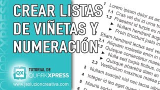 Configurar los estilos de VIÑETA NUMERACIÓN y ESQUEMA de listas en QUARKXPRESS [upl. by Olmsted77]