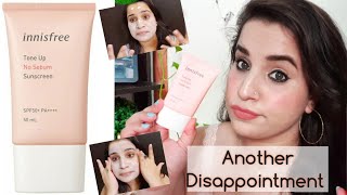 innisfree tone up Sunscreen SPF 50 PA  Review with demo  Bhawna Sharma [upl. by Ahsin]