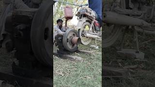 DIESEL ENGINE START WITH MOTER BIKE WHEEL experiment shorts shortfeed [upl. by Elie]