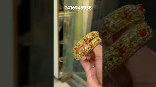 Nakshi bangles coral pagadam ruby combo 1gramgold cz wholesale diyacollections 7416945938 [upl. by Omsoc]