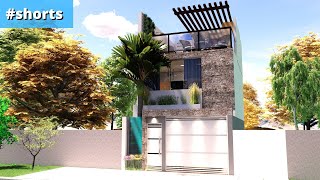 ✅SOBRADO MODERNO PEQUENO 3 QUARTOS 5X10 COM TERRAÇO shorts [upl. by Wenoa]