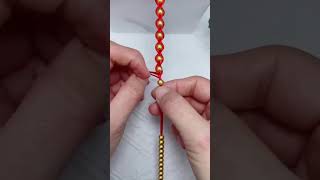 Instructions for tying a luxurious red bracelet with gold beads diy bracelet crafts [upl. by Nylorahs]