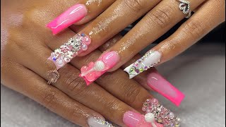 Freestyle Set  w Acrylic French Toes 🔥Watch Me Work beginners nails tutorial wmk nailart [upl. by Susumu148]